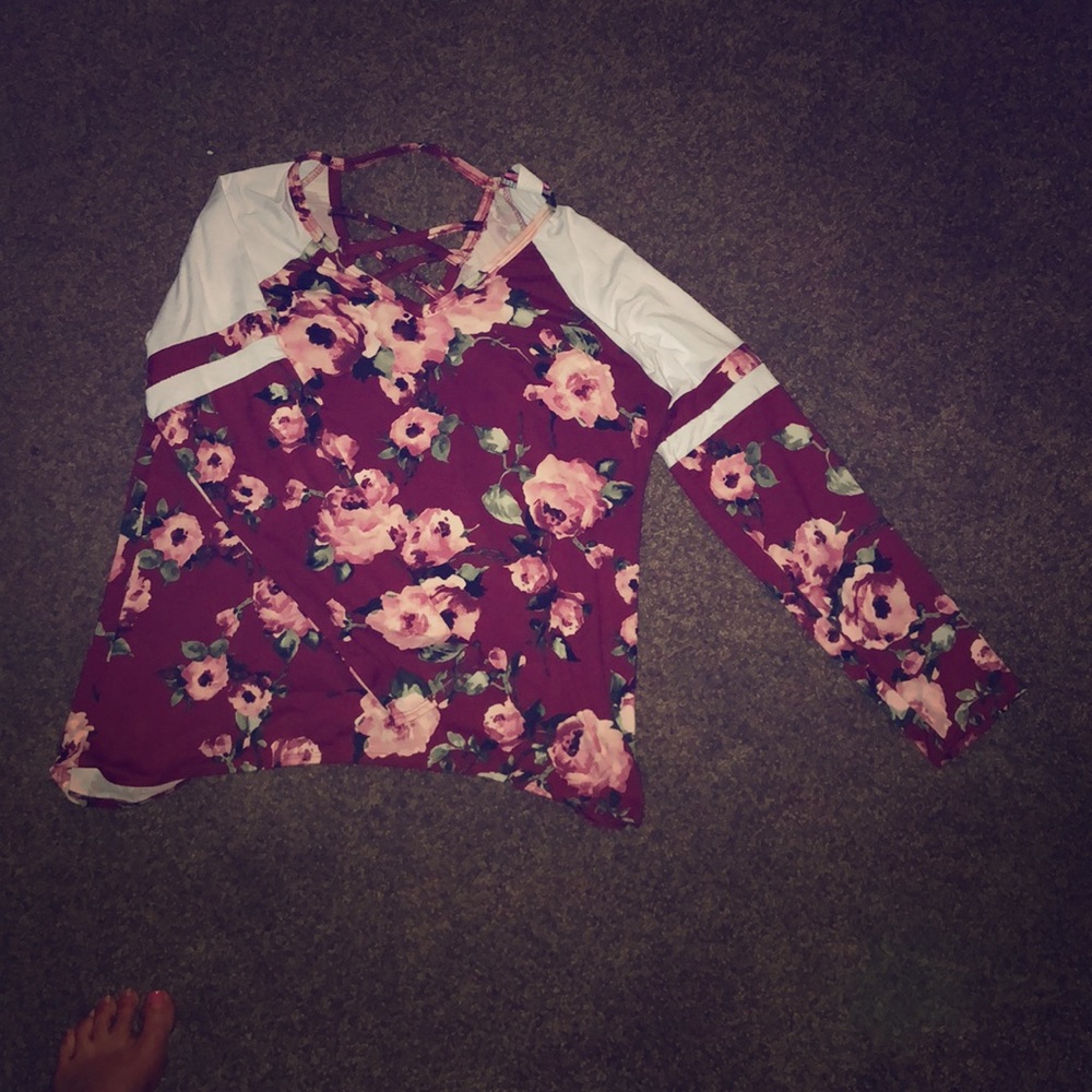 Cute floral long sleeve baseball shirt